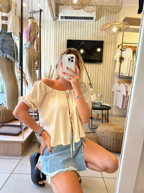 Blusa Flor beige
