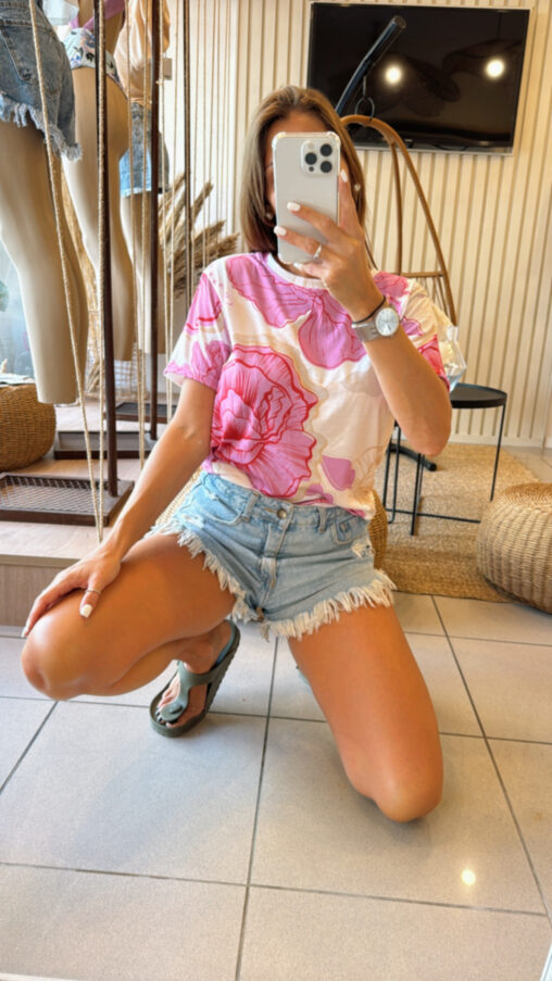 Remera Flor Rosa