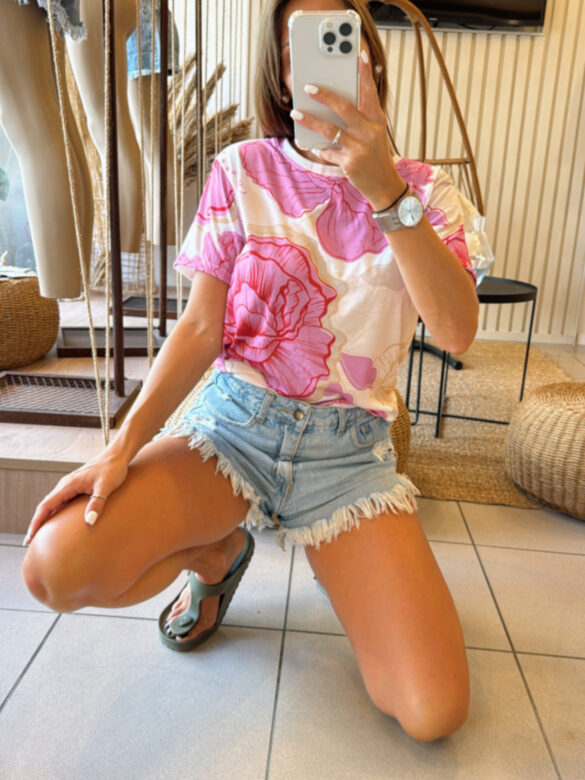 Remera Flor Rosa