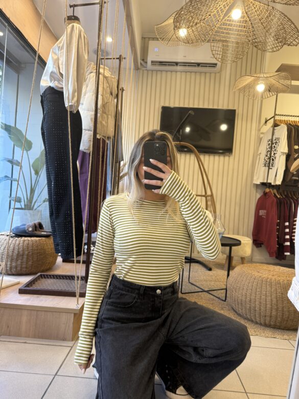 Polera rayada verde