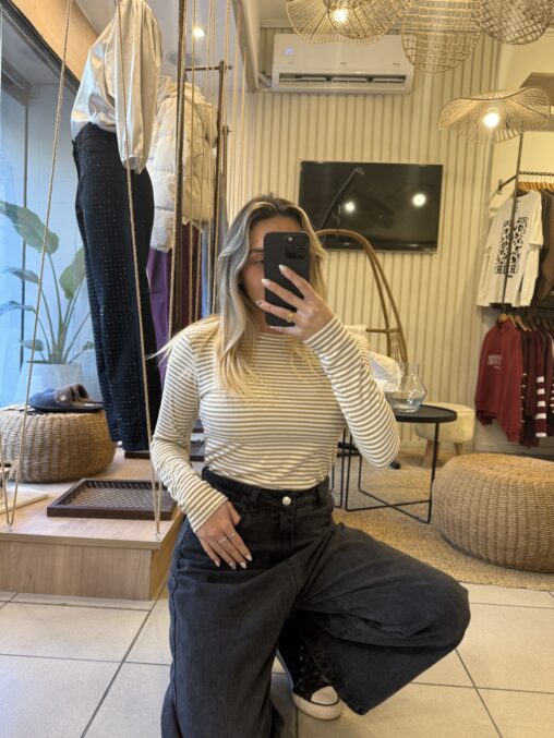 Polera Rayada beige