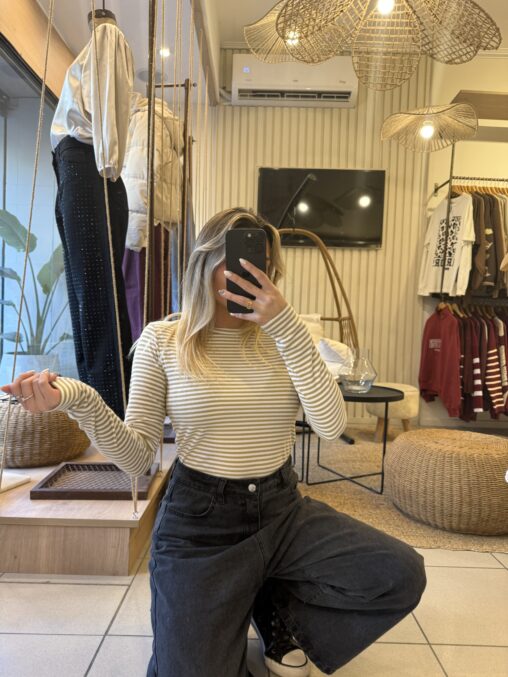 Polera Rayada beige - Imagen 3