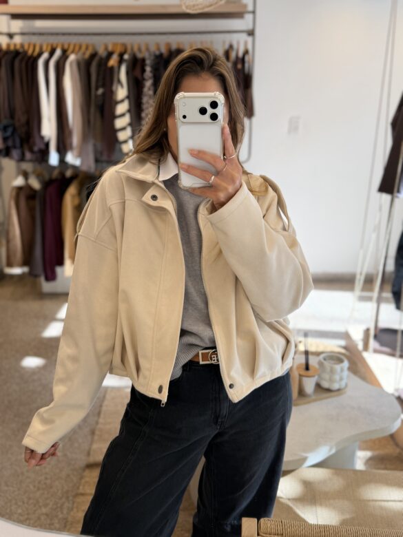 Campera bomber Hueso