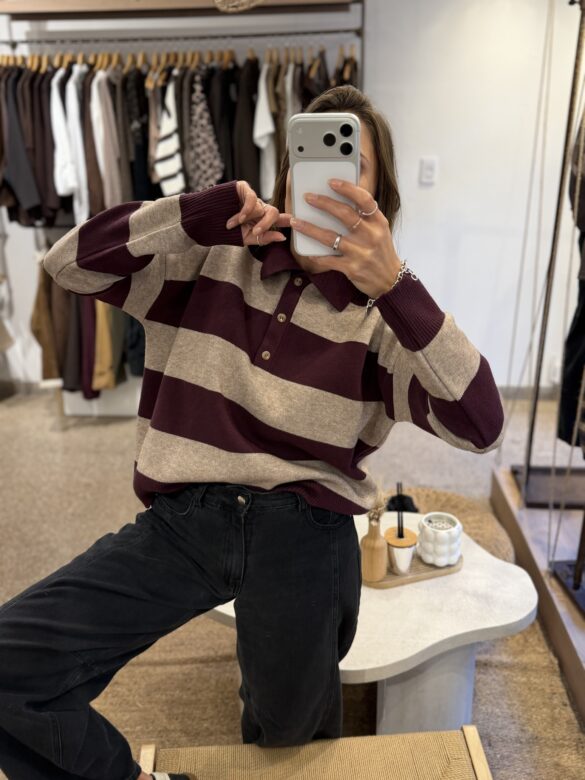 Sw Polo bordo/beige