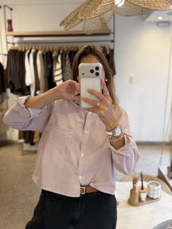 Camisa rayitas bordo